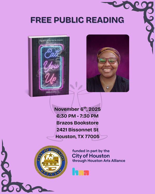 Head shot of Idris Grey with book title